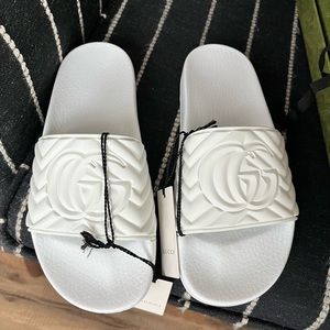 Gucci white Marmont slides
